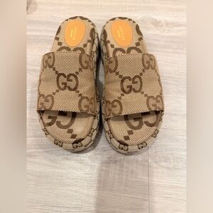 **SOLD**Gucci Monogram Platform Sandals